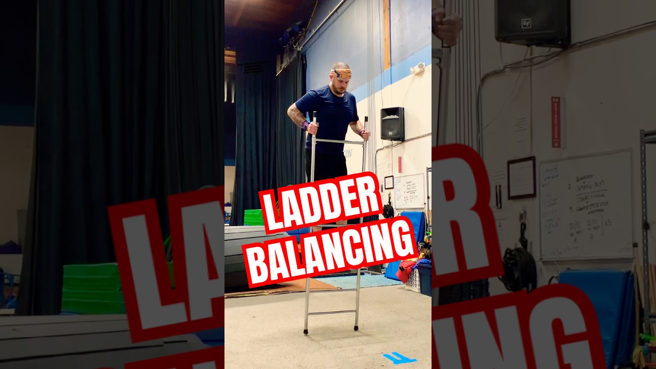 Learning new skills with the ladder #circus #circusarts #freestandingladder #balance #cirquedusoleil