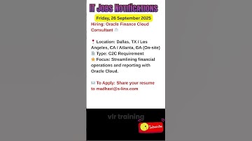 Oracle Finance Cloud Consultant Job in TX, CA, & GA Sept 26, 2025