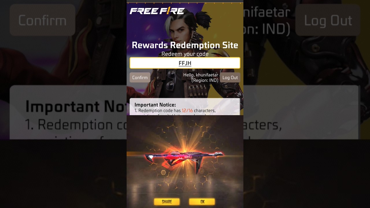 Free fire redeem code 24 April 