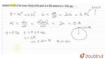 A wheel rotates around a stationary axis so that the rotation angle `theta` varies with time as ...