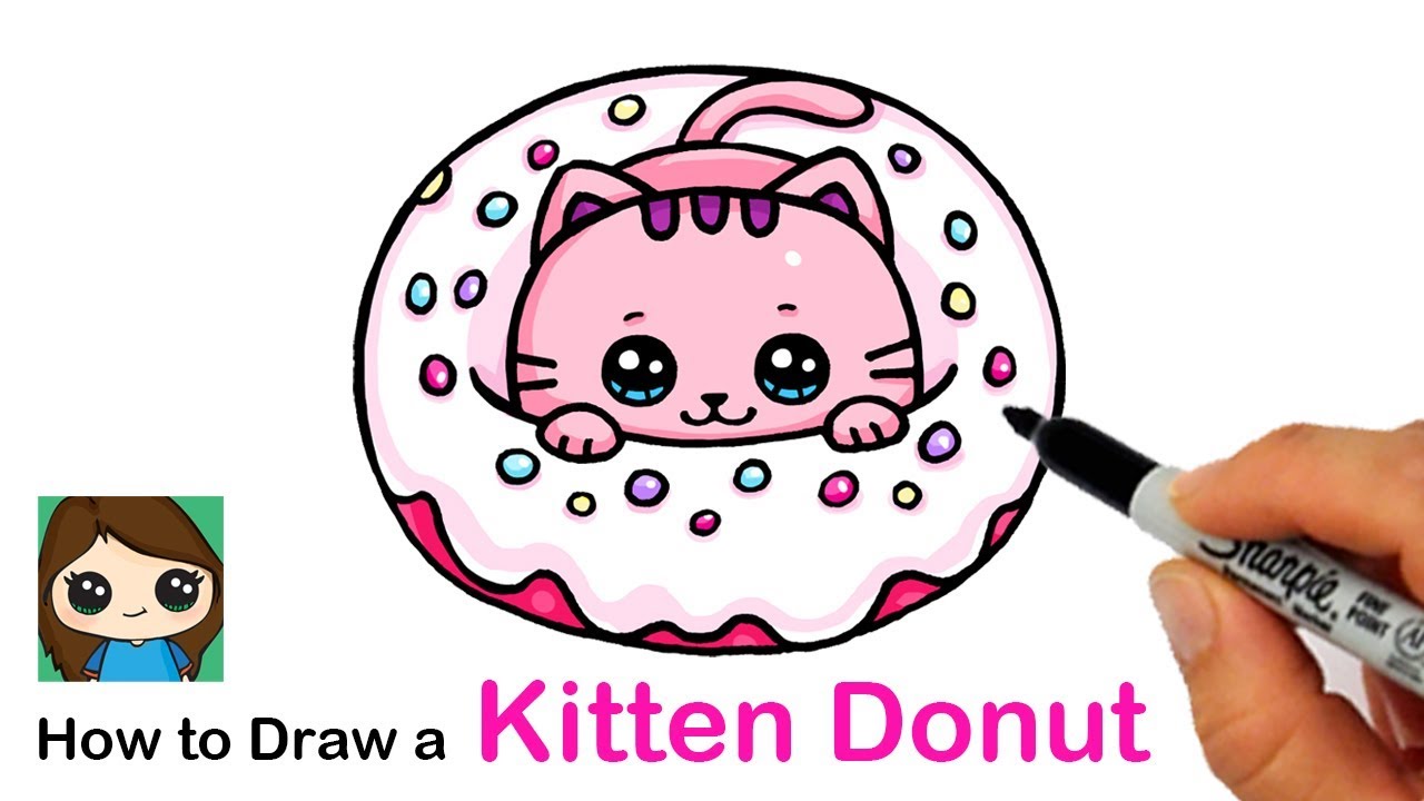 How to Draw a Kitten in a Donut Easy - YouTube