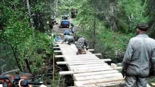 Construction of the Kwun Creek ATV Bridge 6.7 kilometre on the Moricetown-Suskwa trail.