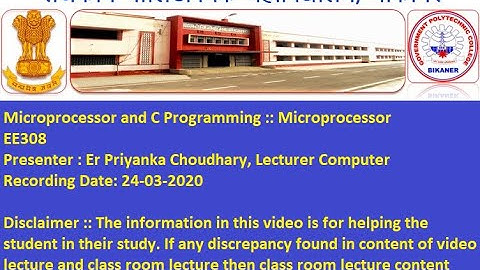 Microprocessor and C Programming  | Microprocessor by Er Priyanka Choudhary GPC BIKANER