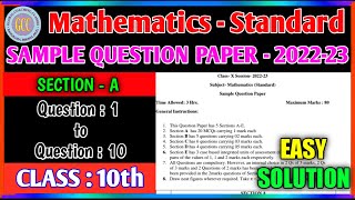 Sample paper 2023 class 10 CBSE | Maths Standard | Sample paper 2022-23 class 10 CBSE Solution screenshot 3