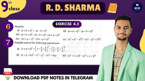 Ex 4.2 Q6 & Q7 | RD Sharma Class 9 | Chapter 4 Algebraic Identities | MD Sir 9