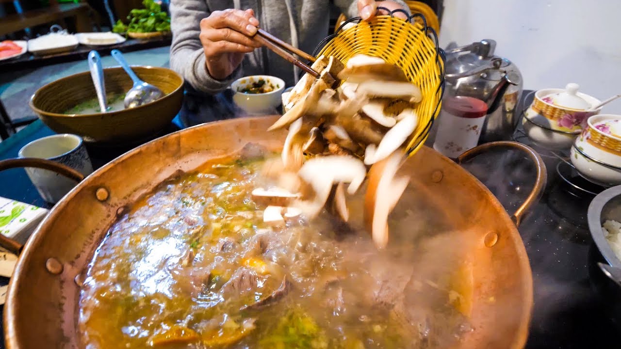 Chinese Food - YELLOW BEEF Hot Pot and Hot CHILI OIL RECIPE! | Yunnan, China Day 3 | Mark Wiens