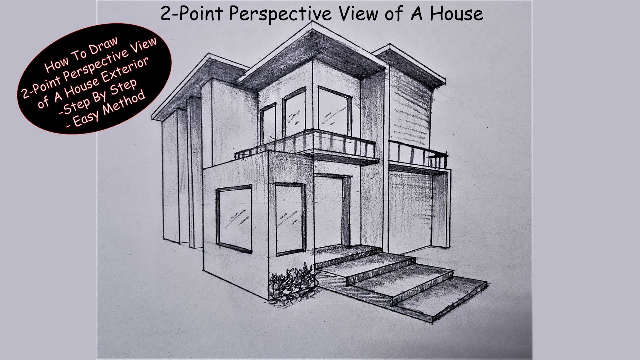 How to Draw a House in 2-Point Perspective -   Perspective building  drawing, House design drawing, Perspective drawing