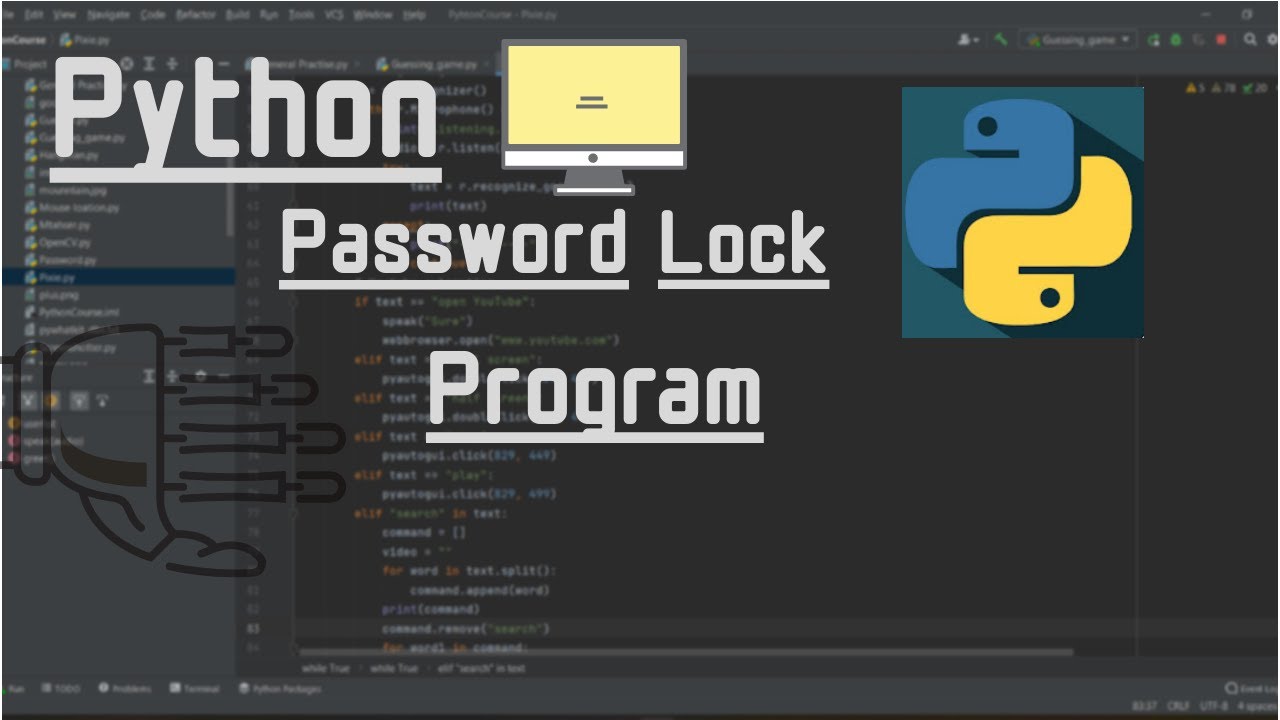 Password Lock System (Android) program on Python - YouTube