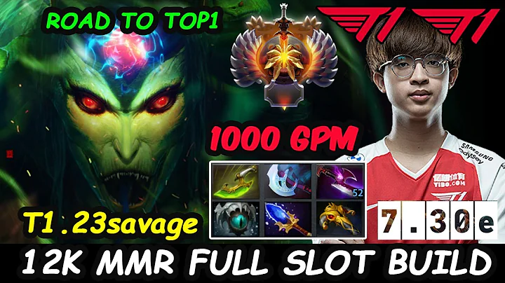 T1 23savage Medusa 12K MMR 1000 GPM LATE GAME CARRY FULL SLOT BUILD Dota 2 pro Gameplay vs 496.Drew