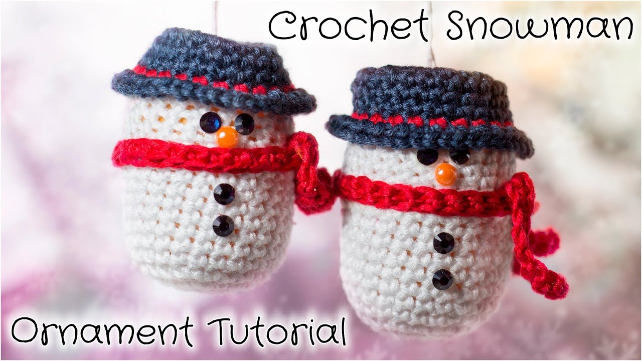 crochet snowman christmas ornament tutorial youtube