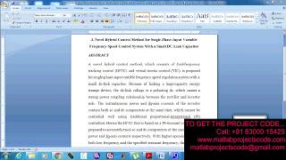 A Novel Hybrid Control Method for Single Phase Input Variable Frequency Speed Control System-2019-20