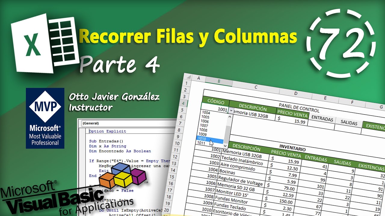 Recorrer FIlas y Columnas Parte 4 | VBA Excel 2016 #72 - YouTube