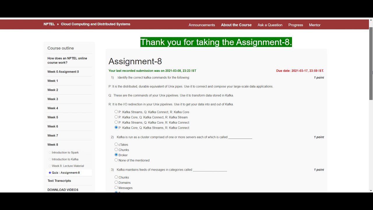 cloud computing & distributed system | NPTEL | week 8 | assignment ...