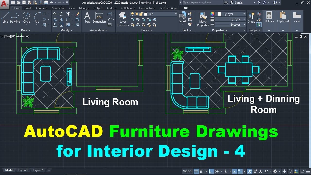  AutoCAD  2D  Furniture  Drawings for Interior Design 4 