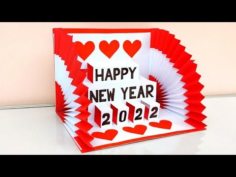 Download New year card making handmade 2022 / DIY New year pop up greeting card / How to make new year card