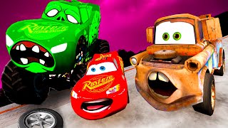 Lightning McQueen and MATER vs Zombie, Chick Hicks  Pixar cars Zombie apocalypse in  BeamNG.drive