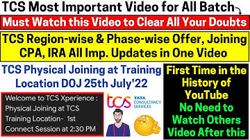 TCS Offer Letter/ Joining letter/ Joining Date/ Physical Onboarding & Training Process - All Updates