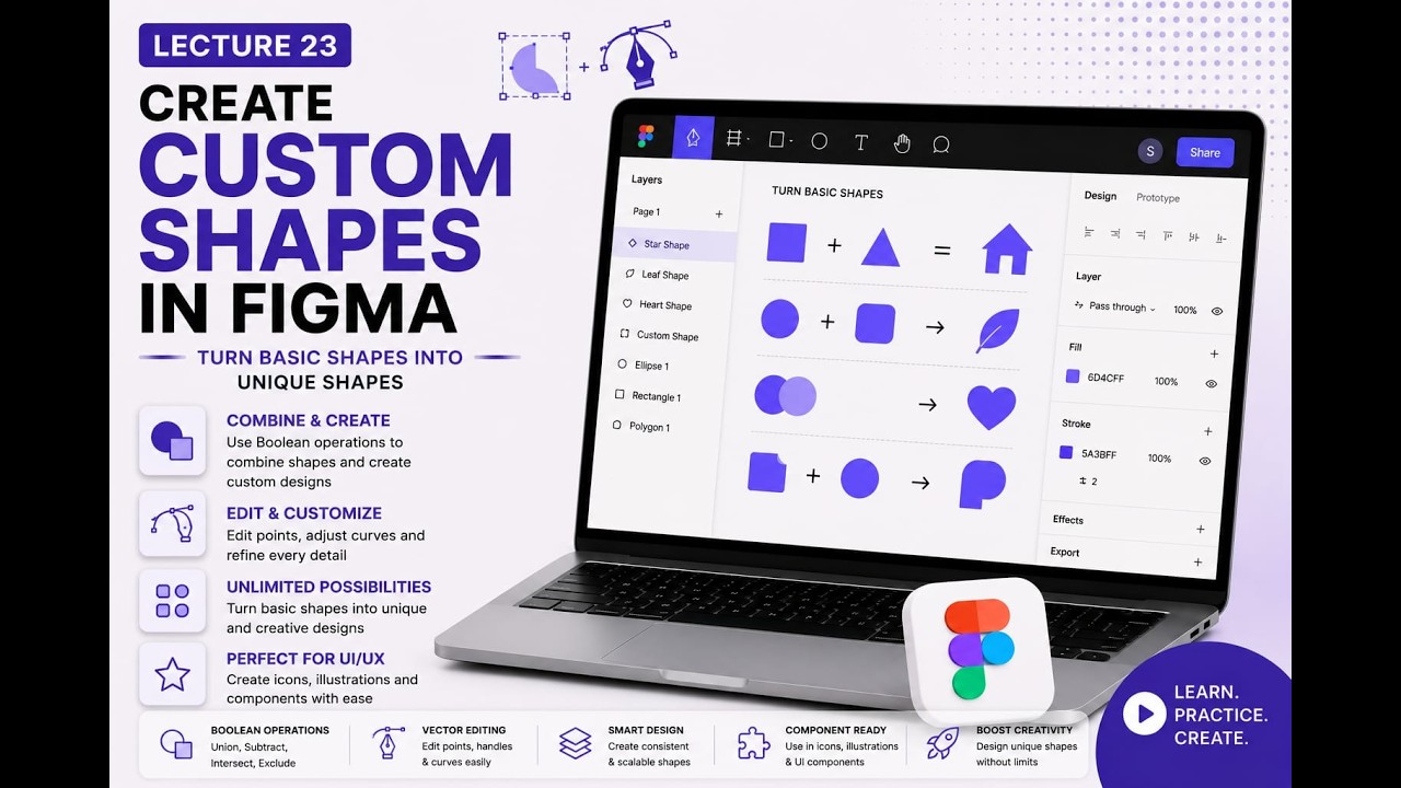 Create Custom Shapes in Figma | Turn Basic Shapes into Unique Shapes ...