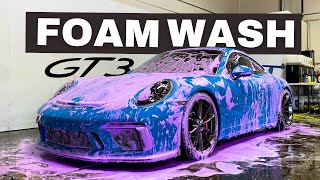 Dirty Track Car Porsche 911 GT3 Foam Wash - Exterior Auto Detailing ASMR