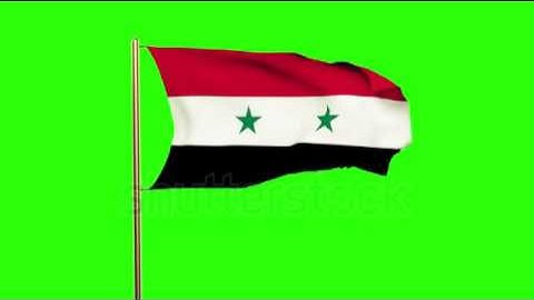 Syria flag with cloud waving in the wind. Green screen, alpha matte. Loopable animation Stock video