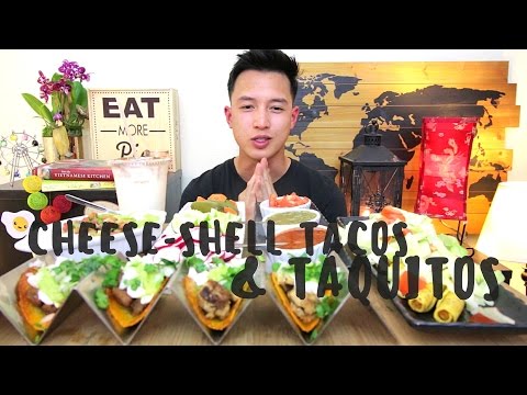 [mukbang/cookbang with THIEN]: Mexican Cheese-Shell Tacos (Chicken & Steak) & Taquitos with Horchata