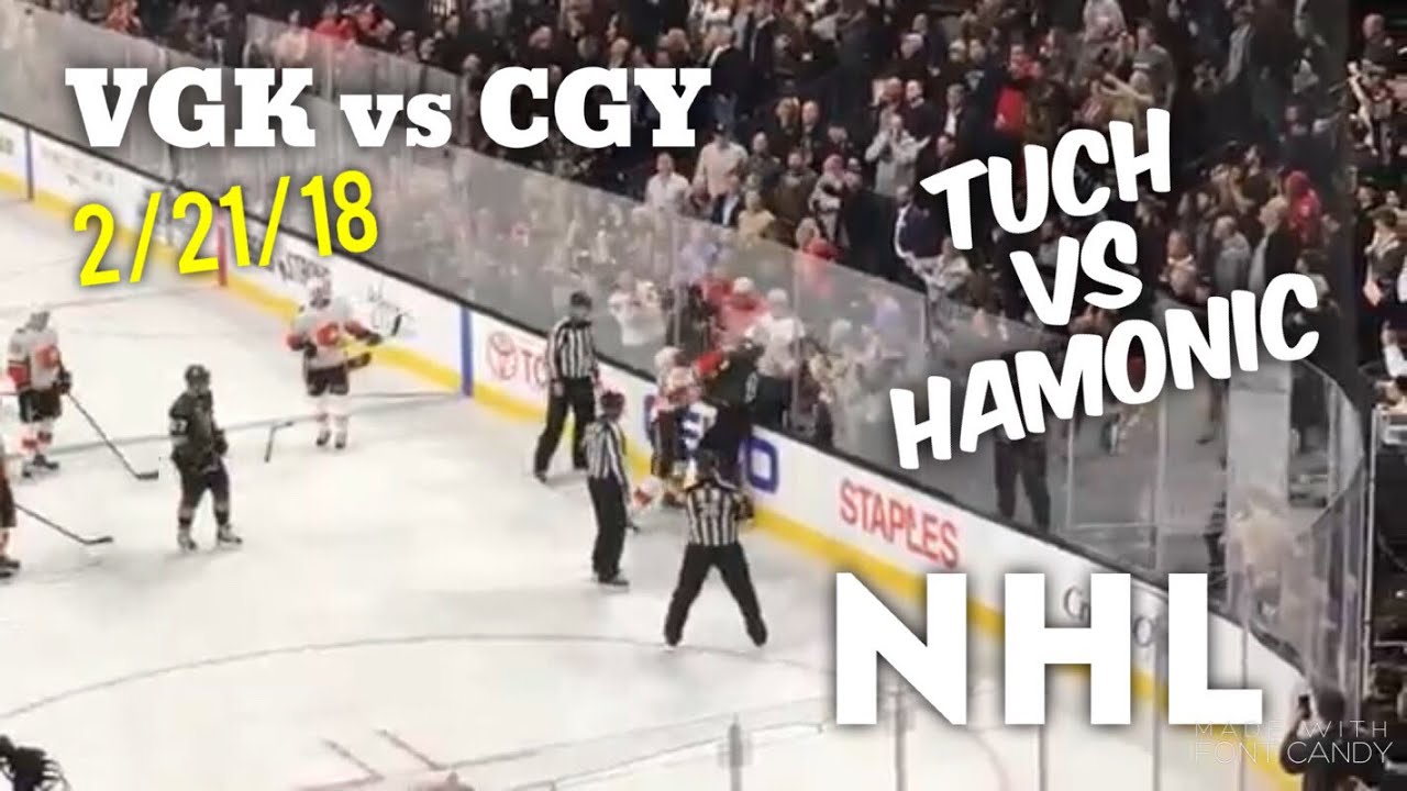 Alex Tuch & Travis Hamonic Fight during VGK vs CGY game @ T-Mobile 2/21/18