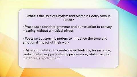 What Is the Role of Rhythm and Meter in Poetry Versus Prose? - The Prose Path