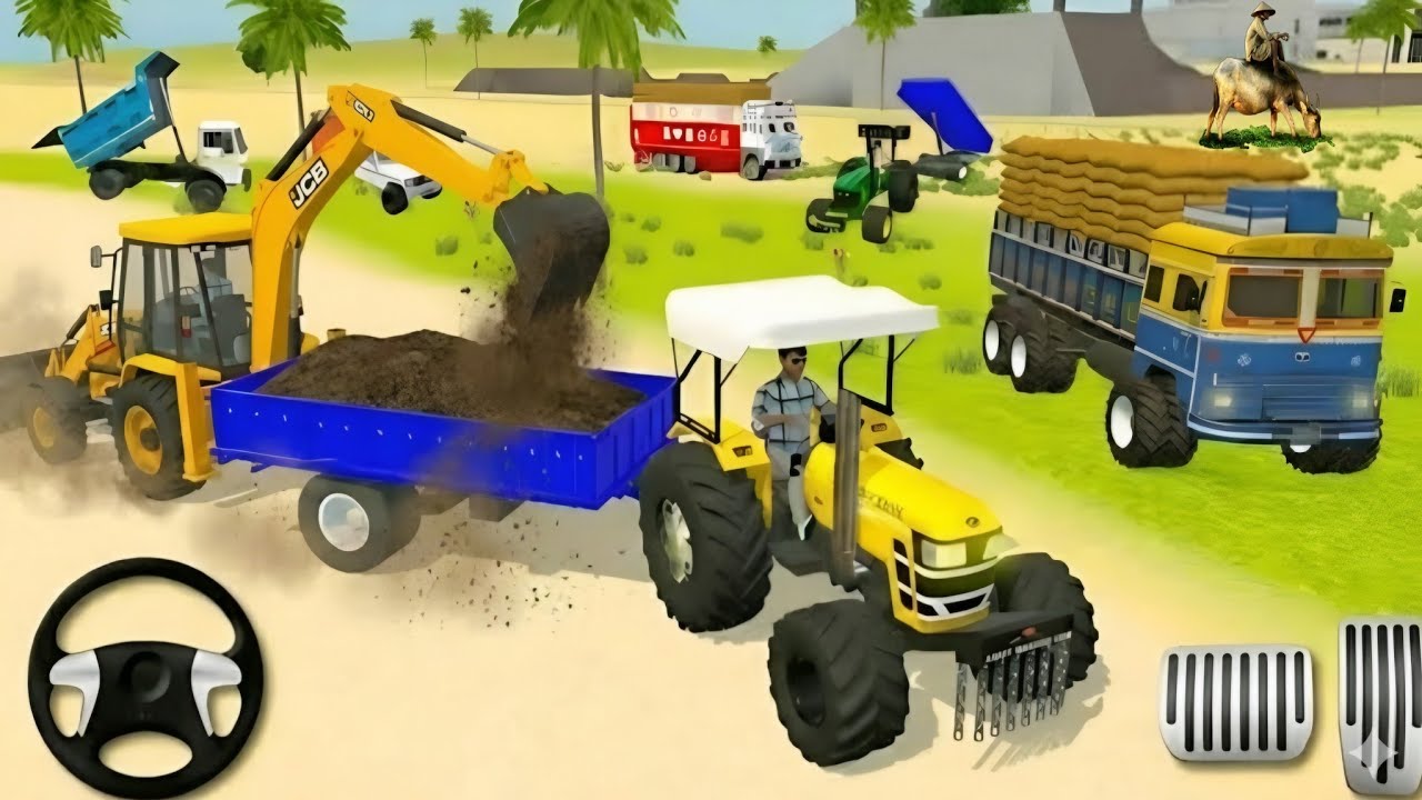 🚨Drive JCB and ⛲🪨 Uploading Stone 🏗️ from DumperTruck in Game #truck #jcb #trand#gameplay #cars