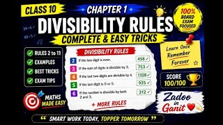 Class 10 Maths Chapter 1 | Divisibility Rules (2 to 11) Complete Tricks & Examples | Board Exam 2026