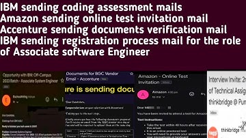IBM coding assessment mails | Amazon sending online test mail | Accenture sending bgc verification