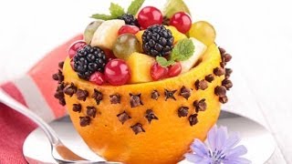 Фруктовый салат в апельсиновой корзинке Фруктовый салат в апельсиновой корзинке