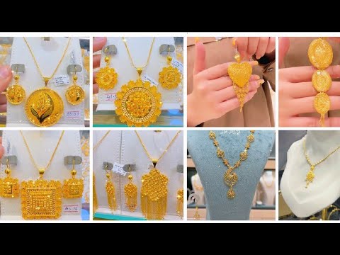 Gold chain with pendent with earrings light weight daily wear 22 karat gold jewellery with gold 