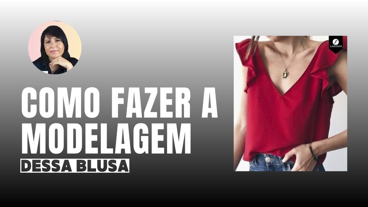 Como fazer a modelagem: Blusa decote V com manga de babadinho