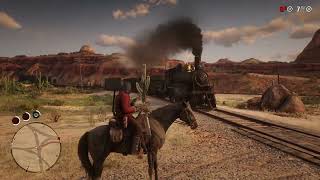 Red Dead Redemption 2 ,Chasing down the train insanely realistic landscape#gameplay