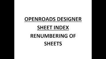 ORD - MicroStation - Sheet Index - Renumbering of Sheets