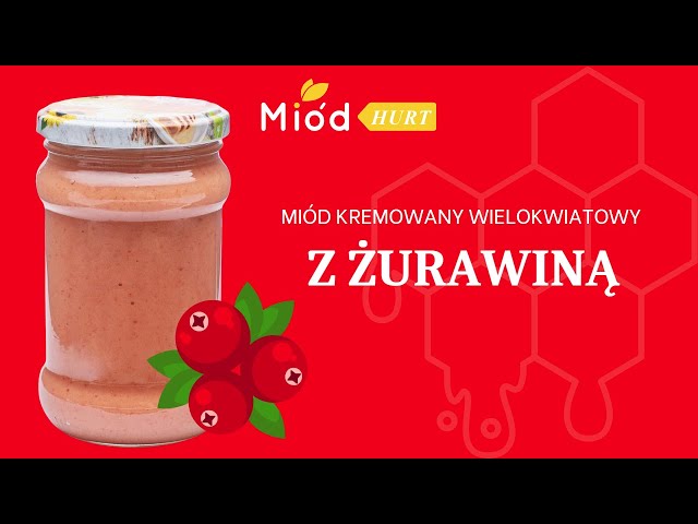 MiodoMix - Miód Wielokwiatowy Kremowany z Żurawiną (słoik szklany 400 g) - Karton 40 sztuk