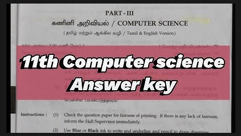 11th Computer Science Board Exam Answer key | Class 11 | CSC | Tamilnadu | 2021-22 |