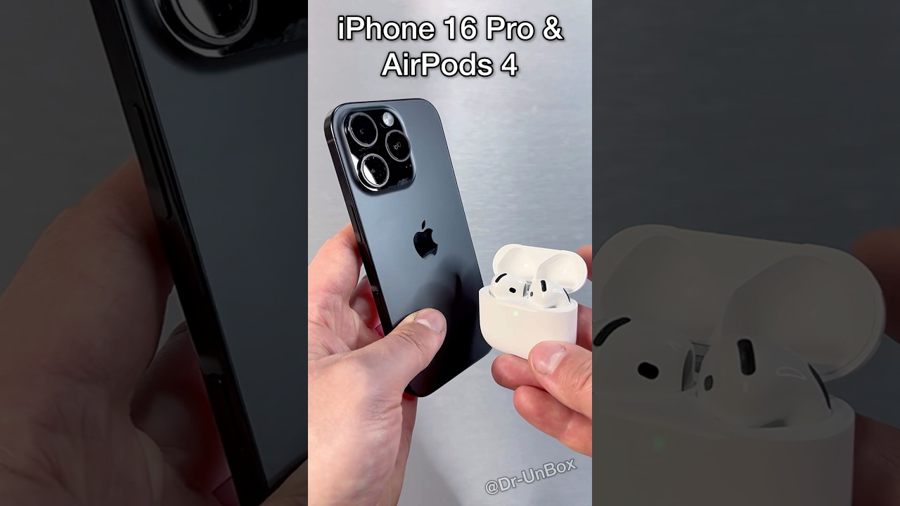 iPhone 16 Pro and AirPods 4🖤Black Titanium🖤 #shorts