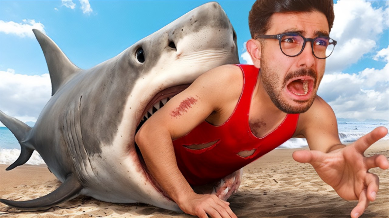 قرش في المسبح 🦈🏊‍♀️😱 sharks and minnows