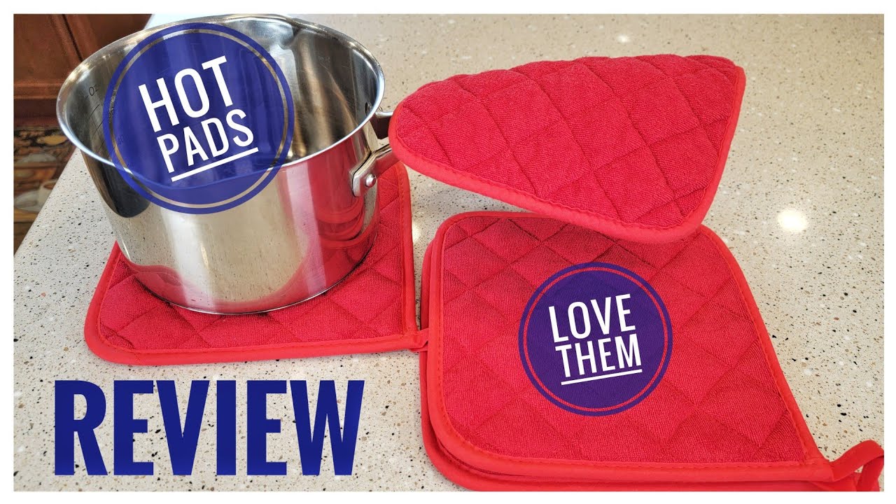 REVIEW JoyHalo 4 Pack Pot Holder Hot Pads Cooking Baking I LOVE THEM
