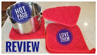 REVIEW JoyHalo 4 Pack Pot Holder Hot Pads Cooking Baking I LOVE THEM