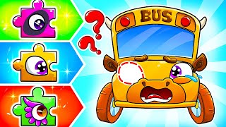 School Bus Lost Eyes | Oh No, Where Are My Lights? | Funny School Bus Lost Lights | Lamba Lamby