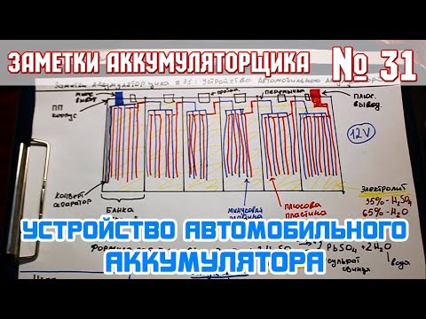 ЗА № 31: УСТРОЙСТВО АВТОМОБИЛЬНОГО АККУМУЛЯТОРА. И принцип работы.