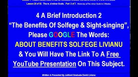 Part 2a. LESSON 20 of 32, The re_d minor scale. THEORY