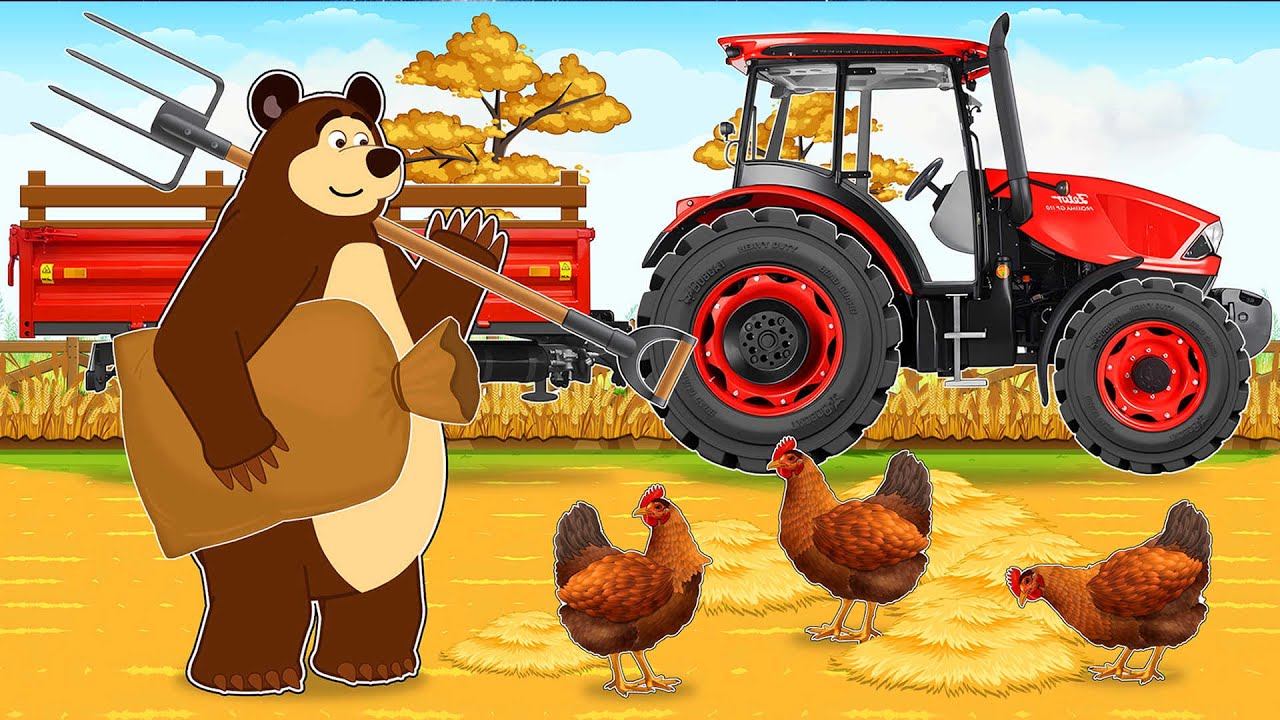 The Bear Farmer’s Busy Day🚜🐔| Tractor Time on the Farm | FARM VEHICLES