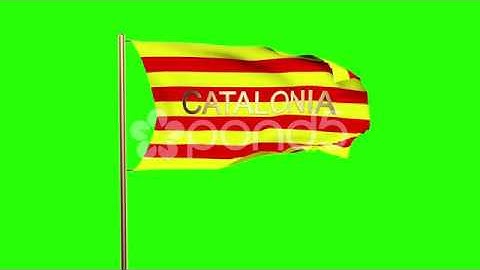 Catalonia Flag With Title Waving In The Wind. Looping Sun Rises Style