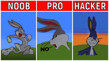 NOOB VS PRO VS HACKER Minecraft Pixel art - BUGS BUNNY