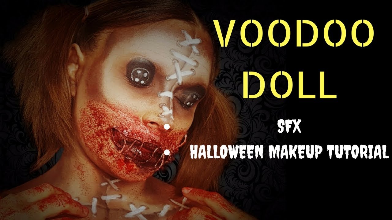 VOODOO DOLL SFX SEWED MOUTH HALLOWEEN MAKEUP TUTORIAL MAKEUP BY