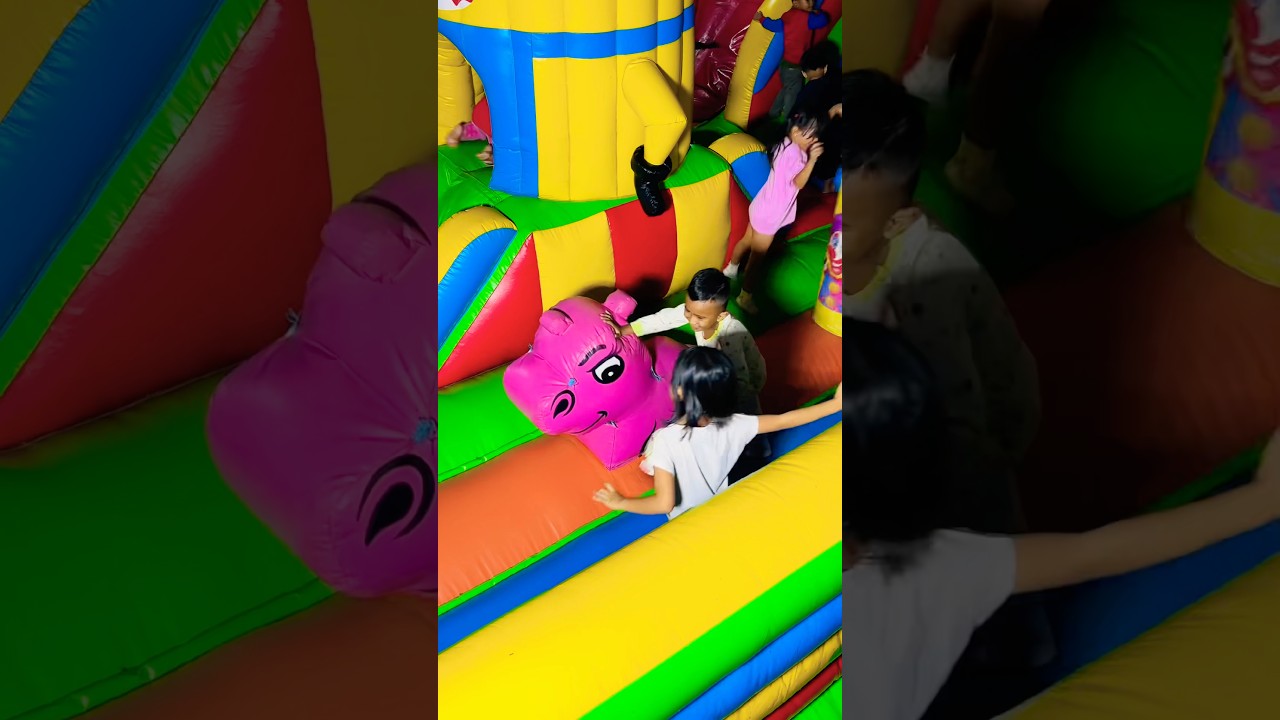 Kejar kejaran dan dorong kepala kuda pink lucu 🤭 berlarian besama seru