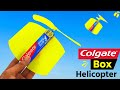 how to make flying helicopter , colgate box helicopter making , How to make airplane from colgate